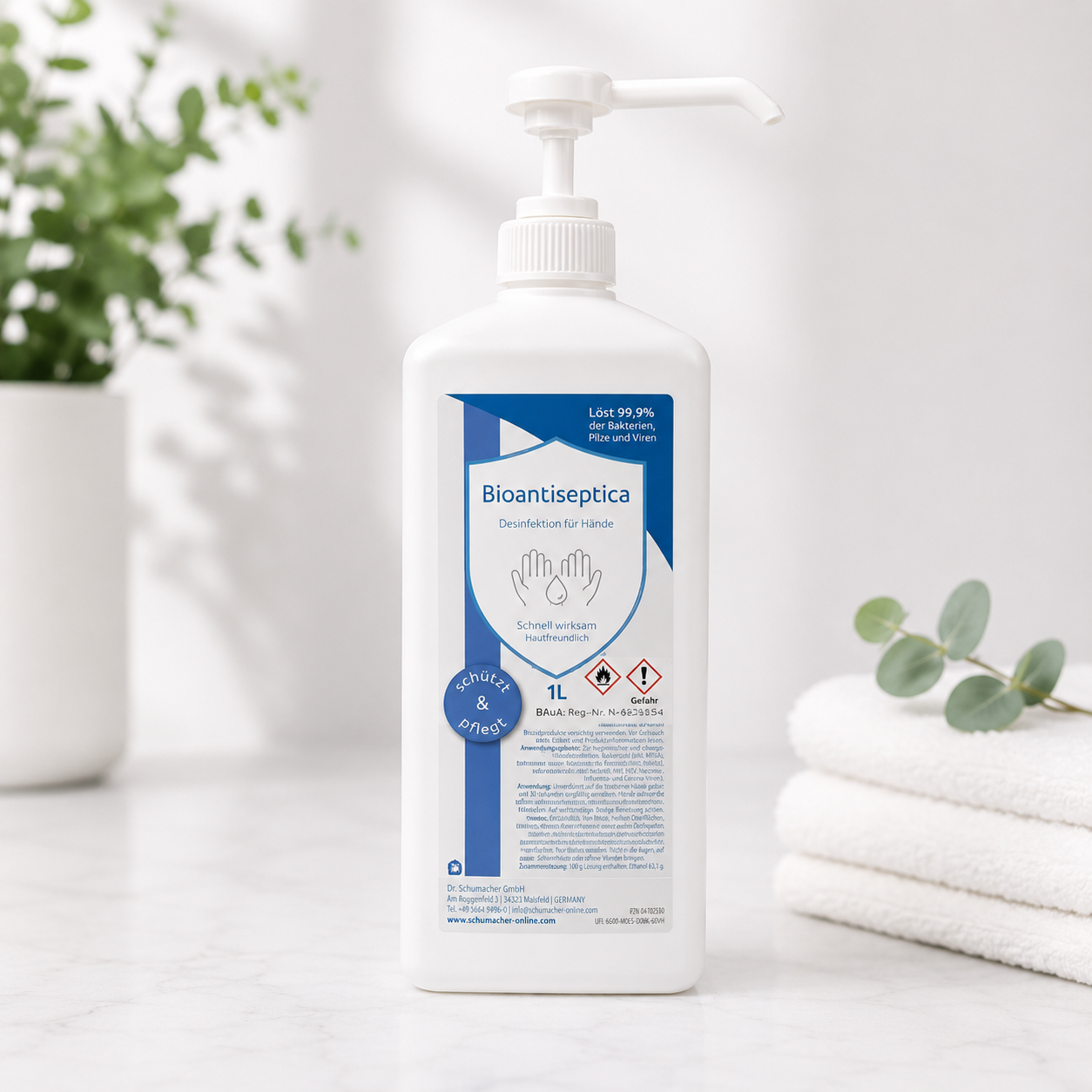 1 L Flasche Bioantiseptica-H Haut- und Händedesinfektion im Pumpspender